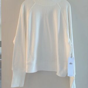 ALO ivory hazy mock pullover Top weekend escape sweater waffle large on hold